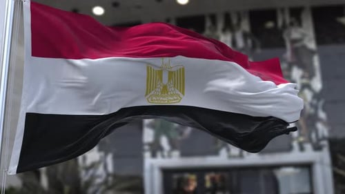 Egyptian National Flag Waving Realistic Animation