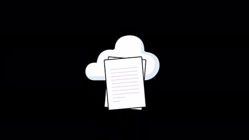 Animated Cloud with Documents Video - Transparent