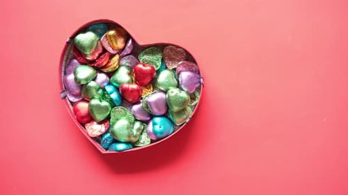 Heart Shaped Box of Colorful Chocolates