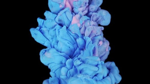 Mystical Ink in Water Captivating Cloud of Colors on a Black Background Purple Blue Pink