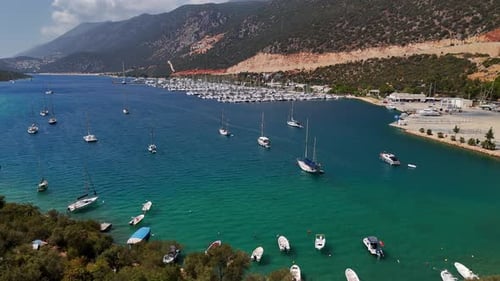 Kas Marina With Yachts And Sailboats Aerial View