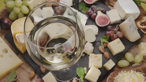 Cheese Board Still Life with White Wine