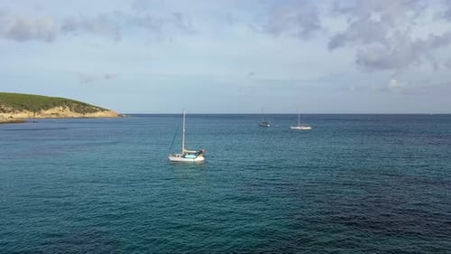 Aerial view of Ibiza Island, Balearic Island, Spain.