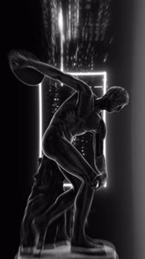 Dark Roman Discobulus Statue Vertical Vj Loop