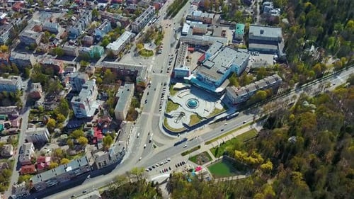 Aerial view of urban architectures. Aerial view from flying drone of center city