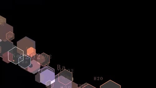 Tranzition with Hexagons and Chemical Formulas with Transparent Background