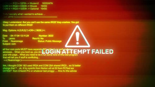 Login Attempt Failed On Hacking & Error Message Digital Screen Message On Computer Screens