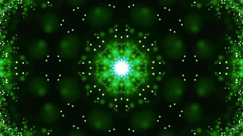 Abstract Green Glowing Particles Radial Kaleidoscope