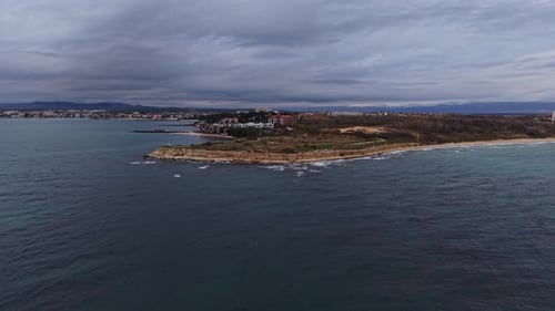Aerial view of Bulgaria's beautiful coastline and rocky shore