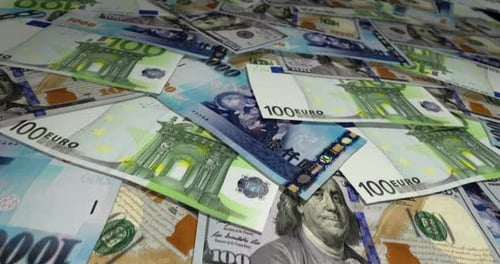 Dollar, euros, billets en dollars taïwanais survolant la surface monétaire
