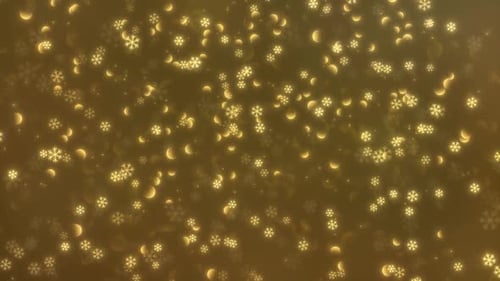 Glittering Golden Snowflakes and Bokeh Holiday Celebration Background