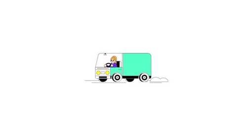 Flat Design Animation of Delivery Van Driving
