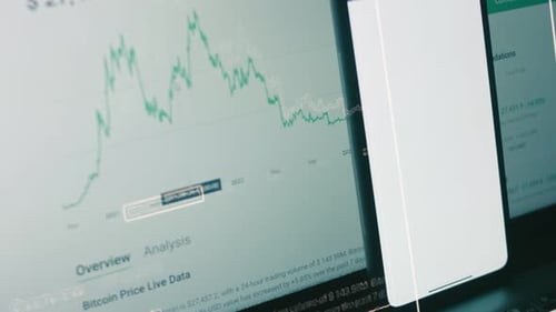 Crypto Data on Computer and Mobile Phone Screen Cryptocurrency Concept Market Pricing Financial