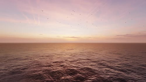 Sunset From Clear Sea In The Background