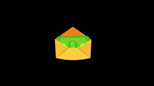Falling Money Into Envelope Flat Animation