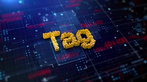 Digital Pixel Tag Text on Futuristic Technology Background