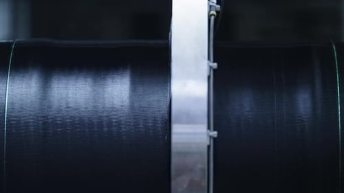 Close Up Tire Production At Modern Technological Automated Manufacture. Closeup Tyre Factory Mach...