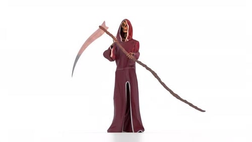 Grim Reaper Stand Idle With Dynamic Dress Simulate in Wind