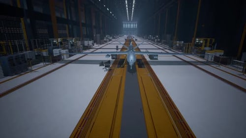 Military Drone or Unmanned Aerial Vehicle UAV in Hangar