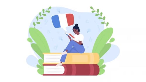Animated Read French Book Concept