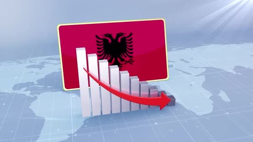 Albania Flag Corporate Data Decline Animation