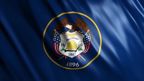 Waving Utah State Flag Seamless Loop Animation