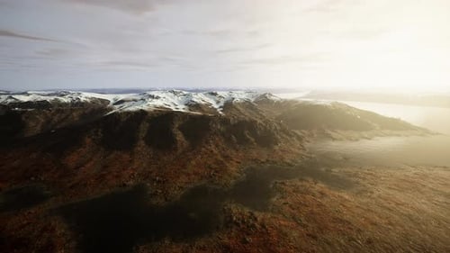Aerial View of Fjord in Cold Winter Weather