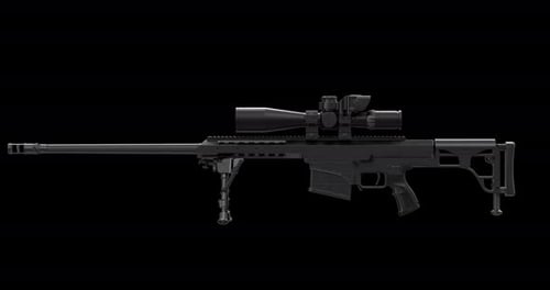 Tactical Rifle 3D Rotation On Alpha – Seamless Loop