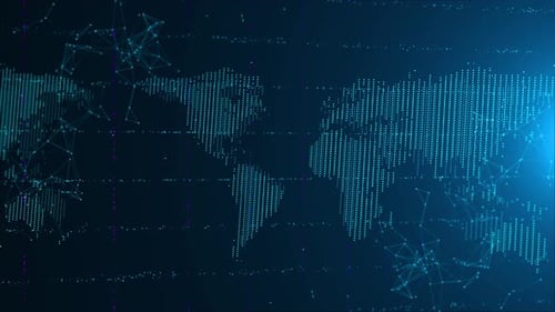 Digital World Map Technology Background with Network Connections