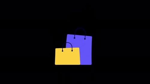 Animated Flat Design Shopping Bags Icon