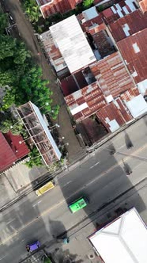 Aerial shot of Cebu City in the Philippines. Vertical Video.