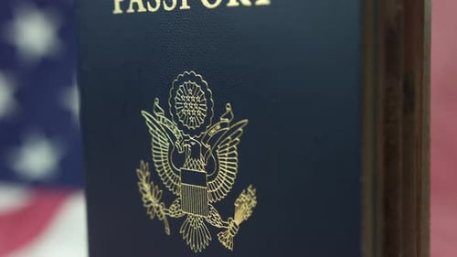 Detail Of A United States Of America Passport. Travel Concept. Pan Down