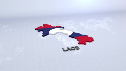 Landkarte von Laos mit Flagge