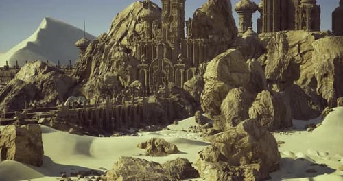 Forgotten Fortress Stands Amidst Golden Sands and Faint Shadows