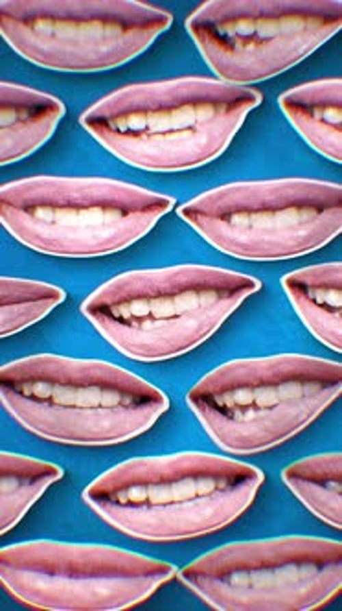 Stop Motion Style Biting Lips Portrait Background
