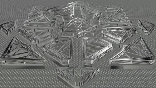 Abstract Geometric Metal Shapes Converging Animation Loop