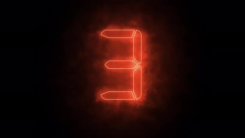 Neon digital countdown Zero to Ten . Waiting concept 4k background.