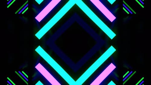 Purple And Turquoise Neon Light Elements Kaleidoscope Background Vj Loop In 4K