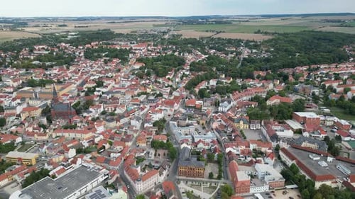 Aerial video over the city of Apolda, thuringia, Germany