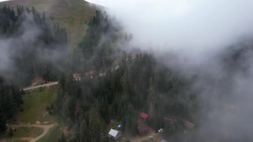 Foggy road in the mountains