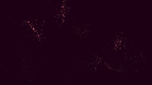 Abstract motion graphic background with flying and flickering particles, rectangular, mirror and mir