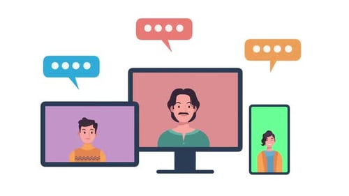Flat Design Online Communication Multi-Device Animation