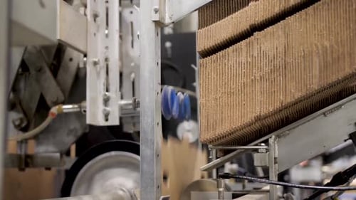 Boxes being processed in a Factory