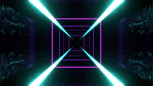 Purple And Cyan Futuristic Neon Strobe Infinity Mine Background Vj Loop I 4K