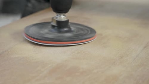 Sanding Wood With Power Tool for Woodworking Project
