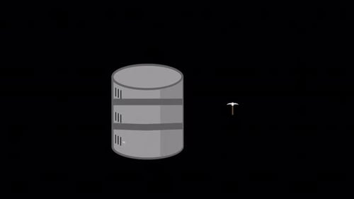 Animated Flat Design Icon: Extracting Data from a Database Server
