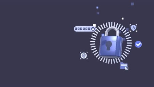 Animated Cybersecurity and Data Privacy Concept With a Padlock, Security Icons, And Copy Space.