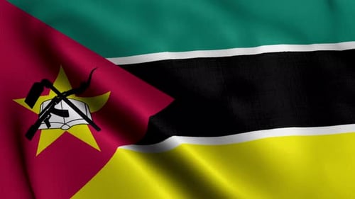 Mozambique National Flag Waving Fabric Animation