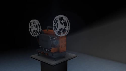 Vintage Film Projector Light Beam Reveal Animation