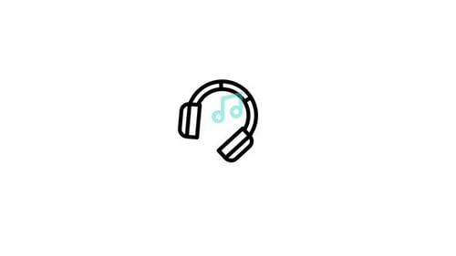 Animated Minimalist Headphones and Music Note Icon Reveal